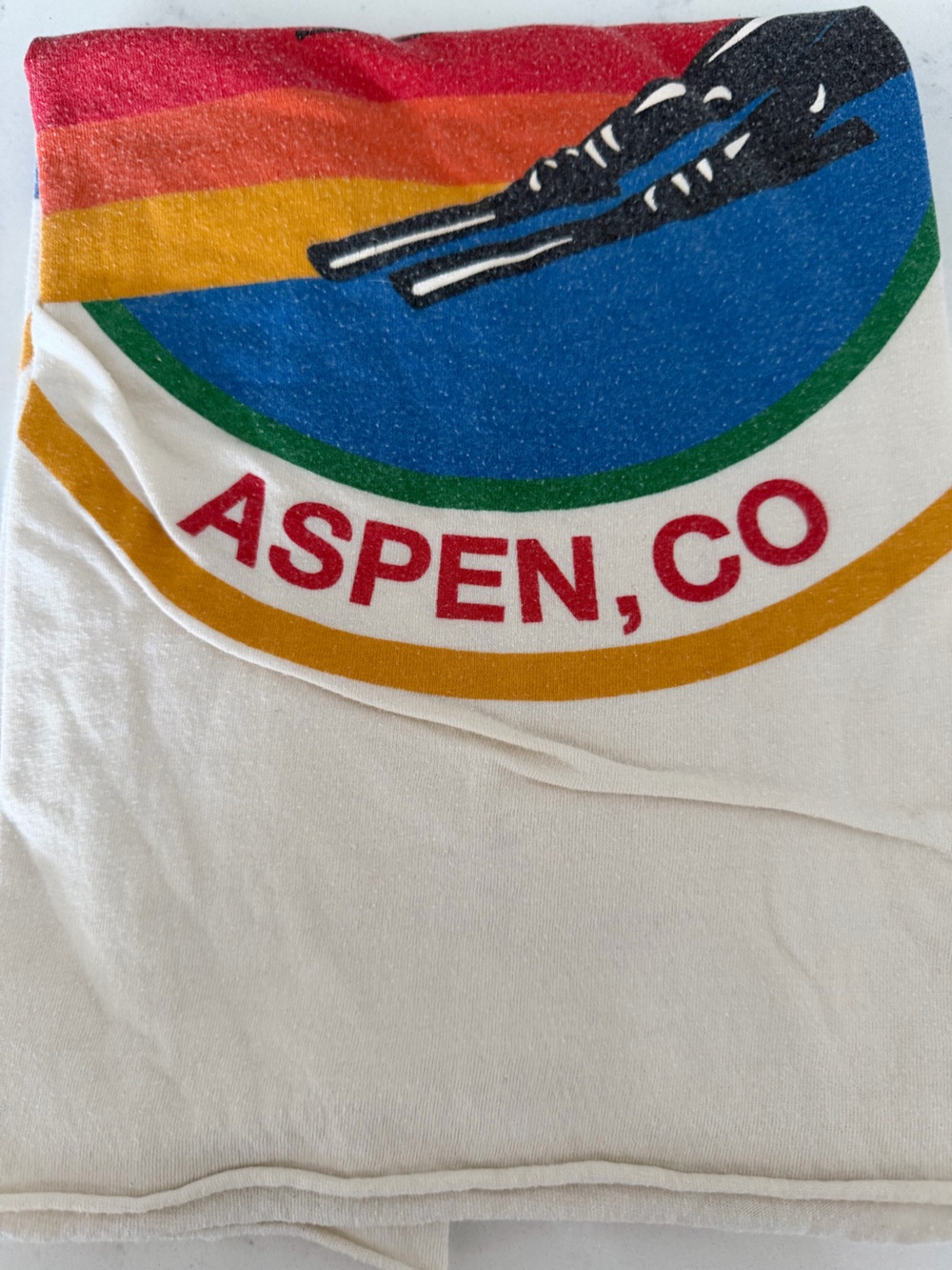 Aviator Nation Aspen Cream Tee with Rainbow Circle Logo - Picture 2 of 2